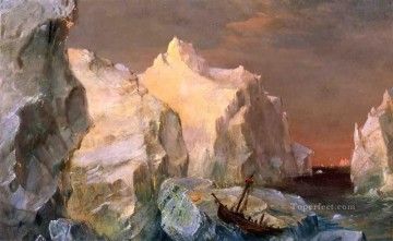 フレデリック エドウィン教会 Painting - 日没の風景の氷山と難破船 ハドソン川フレデリック・エドウィン教会